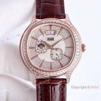 Swiss Copy Piaget Emperador Coussin Dual Time Zone Watch Rose Gold Diamond